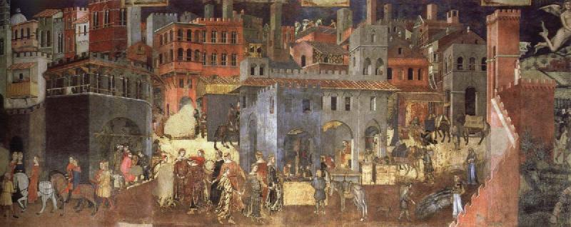 Ambrogio Lorenzetti The Effects of Good Government in the city Sweden oil painting art